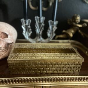 Vintage Gold Woven Tissue Box